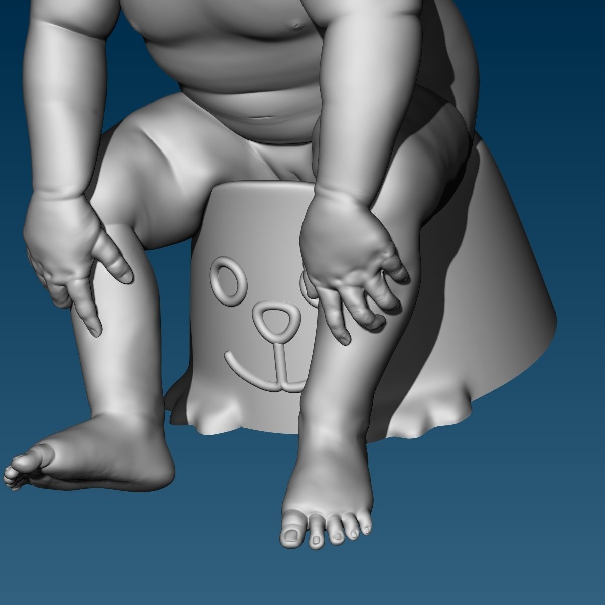 Baby at the potty HIGHPOLY 3D Print 3D print model_2