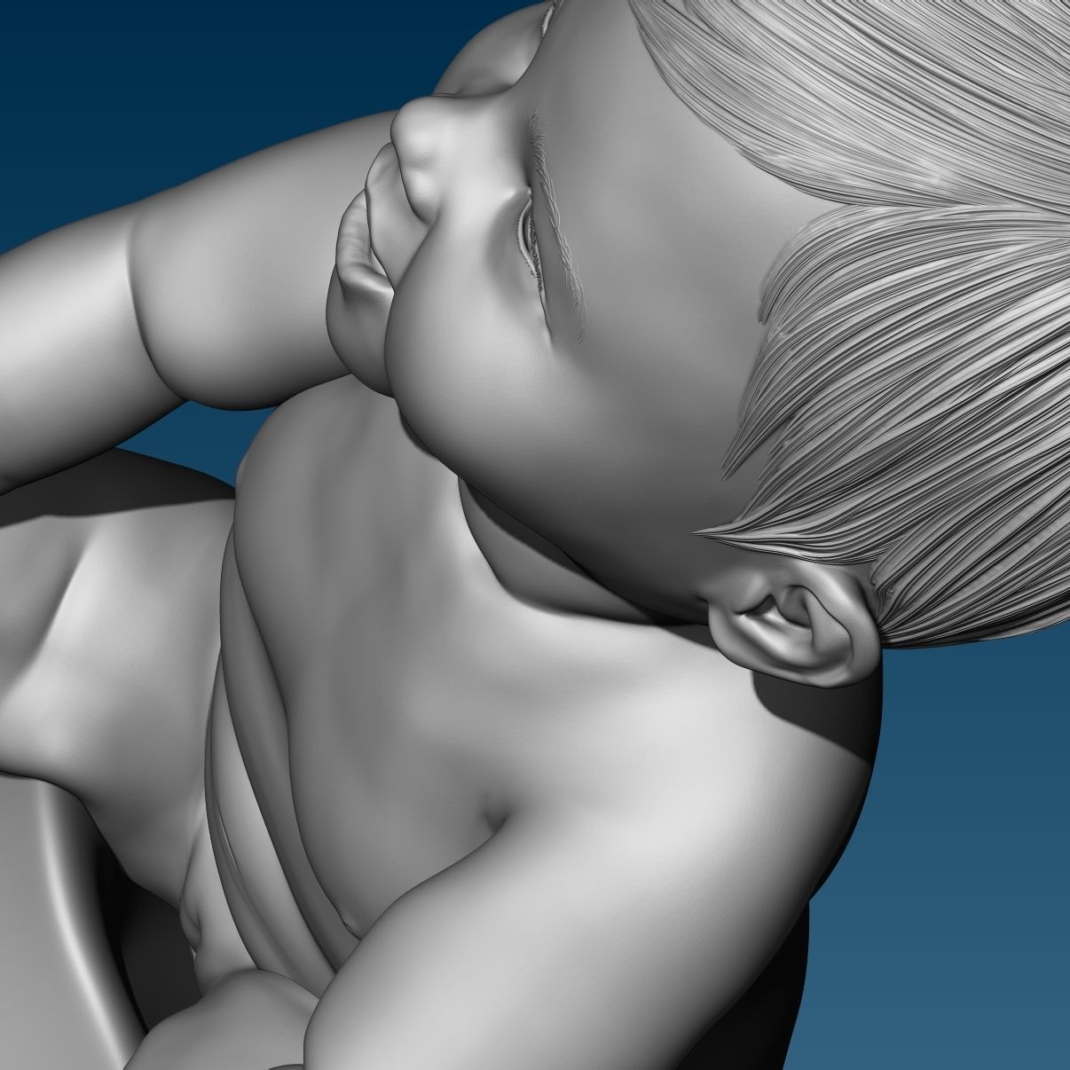 Baby at the potty HIGHPOLY 3D Print 3D print model_5