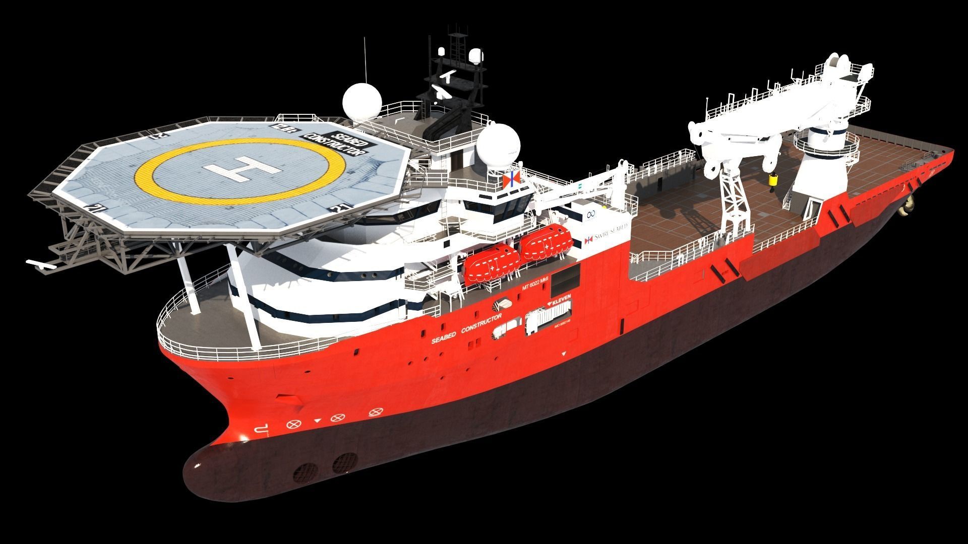 Subsea support and construction vessel