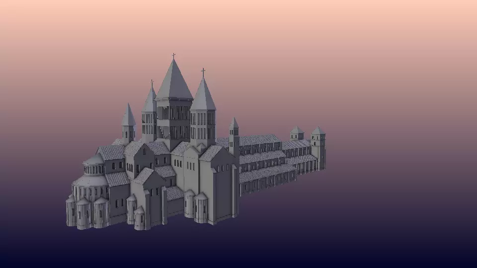 Cluny Romanesque church Low-poly 3D model