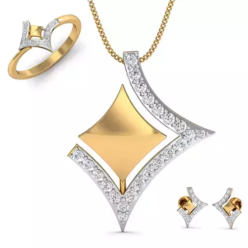 Women ring earrings pendant 3dm stl render detail 3D print model 3D print model