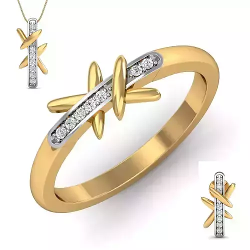 Women ring earrings pendant 3dm stl render detail 3D print model