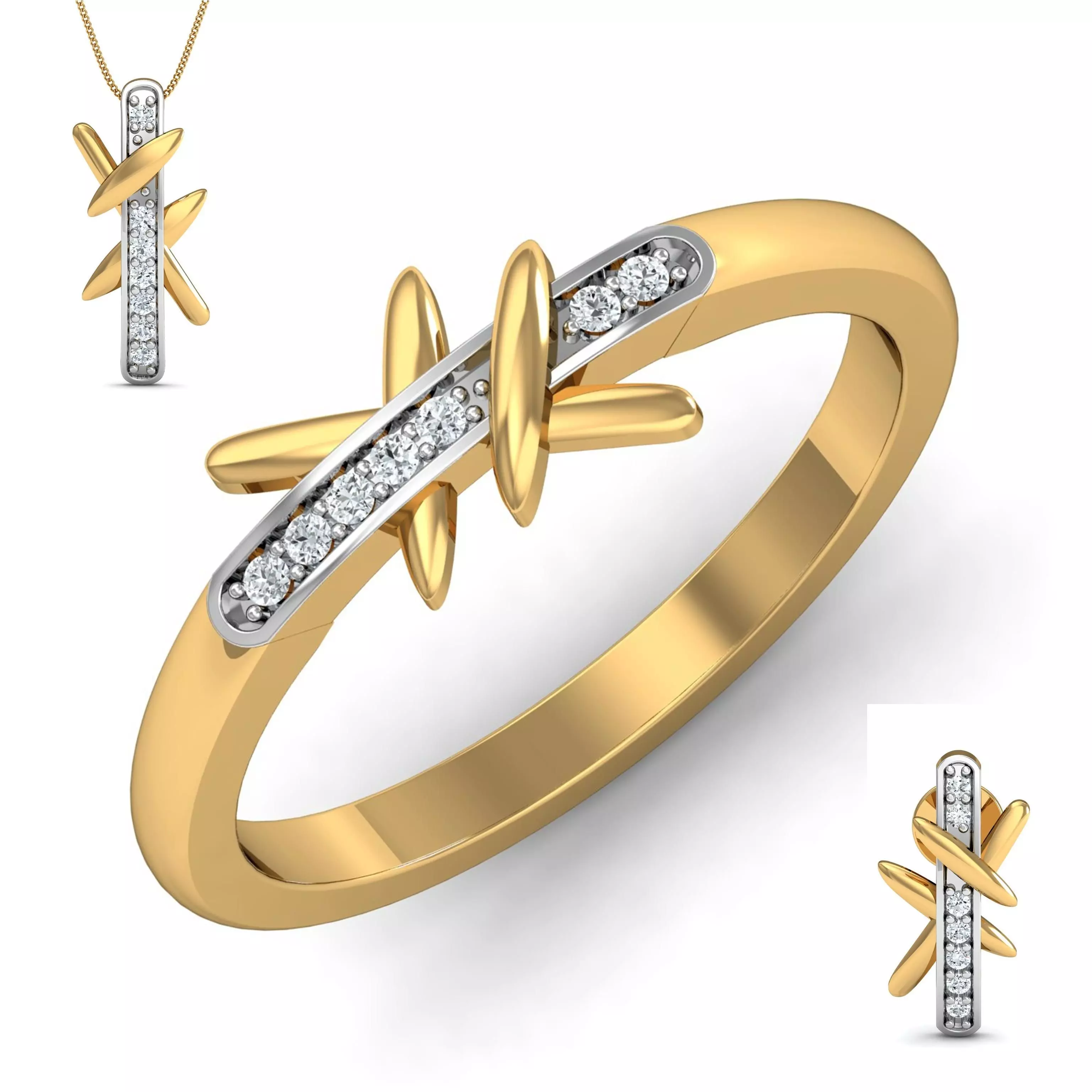 Women ring earrings pendant 3dm stl render detail 3D print model 3D print model