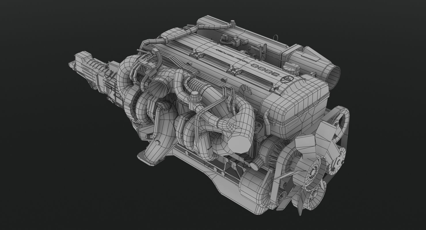 Toyota 2JZ GTE engine Low-poly 3D model_6