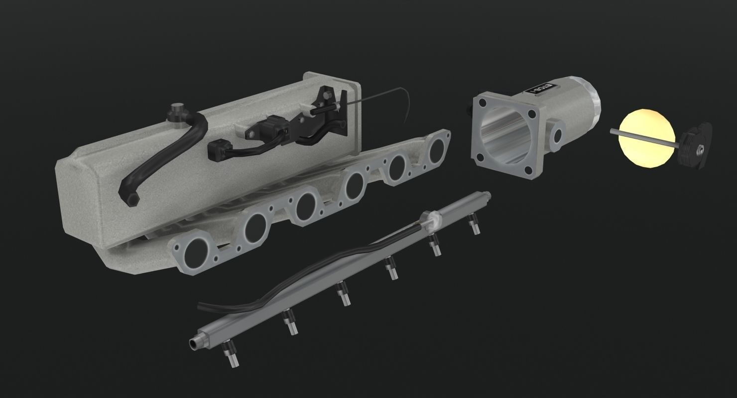 Toyota 2JZ GTE engine Low-poly 3D model_22