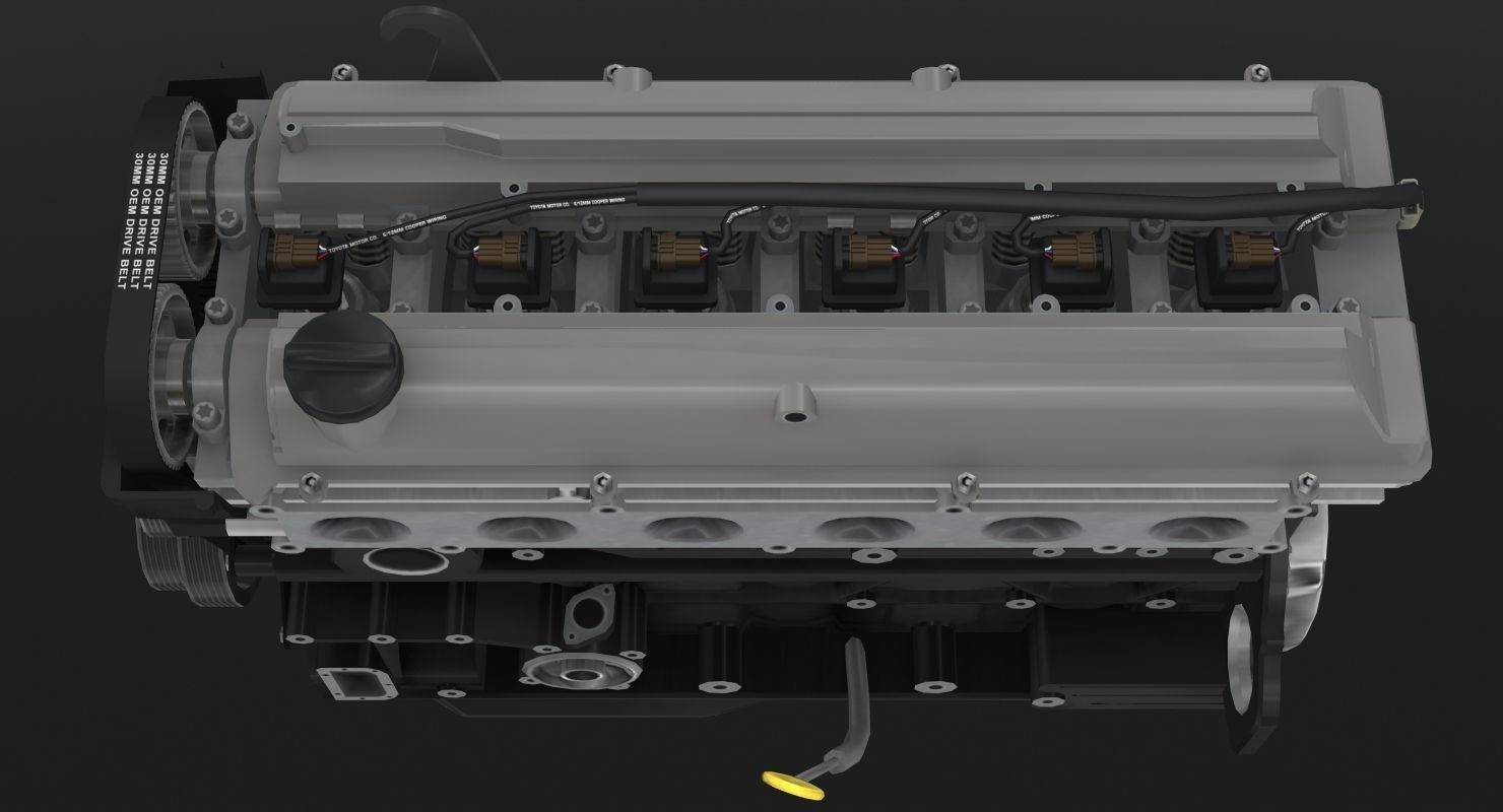 Toyota 2JZ GTE engine Low-poly 3D model_25