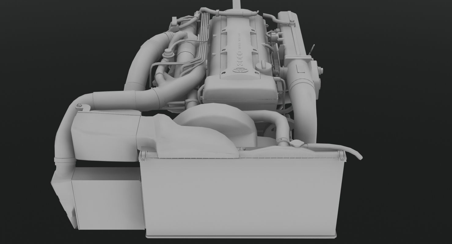 Toyota 2JZ GTE engine Low-poly 3D model_14