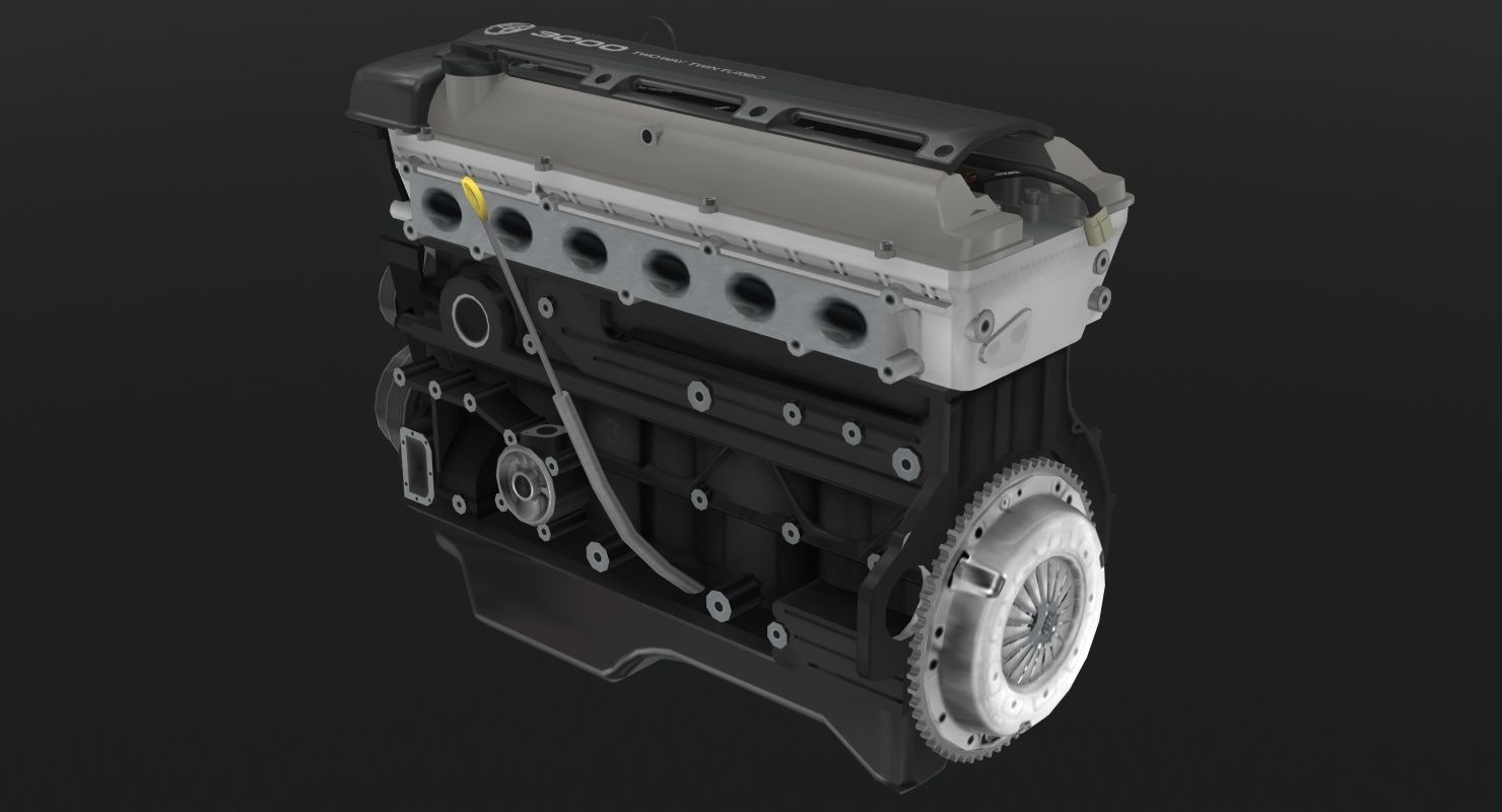 Toyota 2JZ GTE engine Low-poly 3D model_24