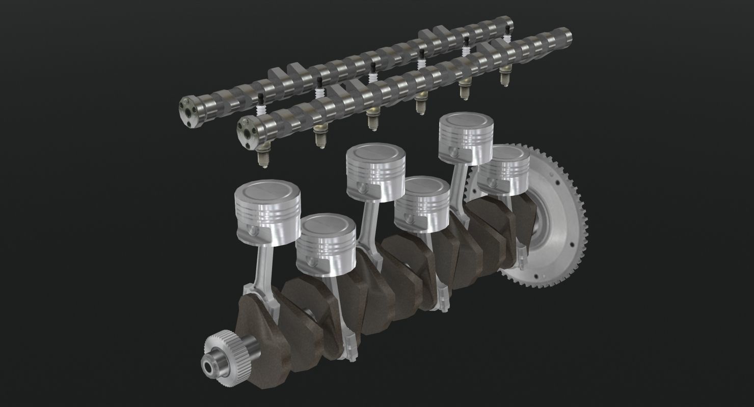 Toyota 2JZ GTE engine Low-poly 3D model_27