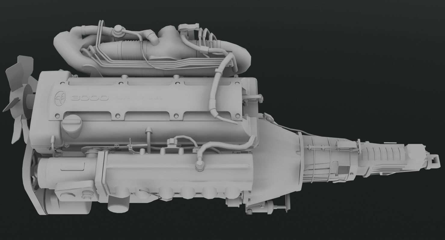 Toyota 2JZ GTE engine Low-poly 3D model_11