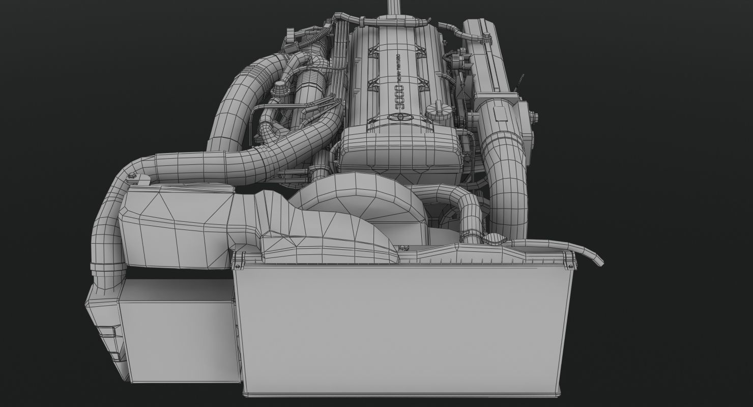 Toyota 2JZ GTE engine Low-poly 3D model_15