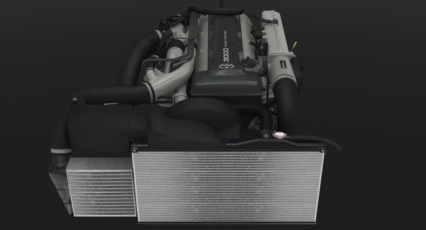 Toyota 2JZ GTE engine Low-poly 3D model_13