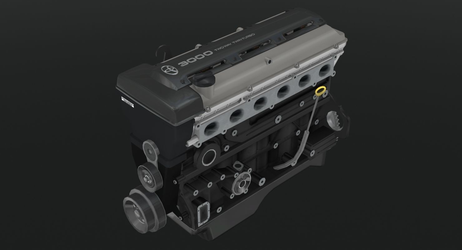 Toyota 2JZ GTE engine Low-poly 3D model_23