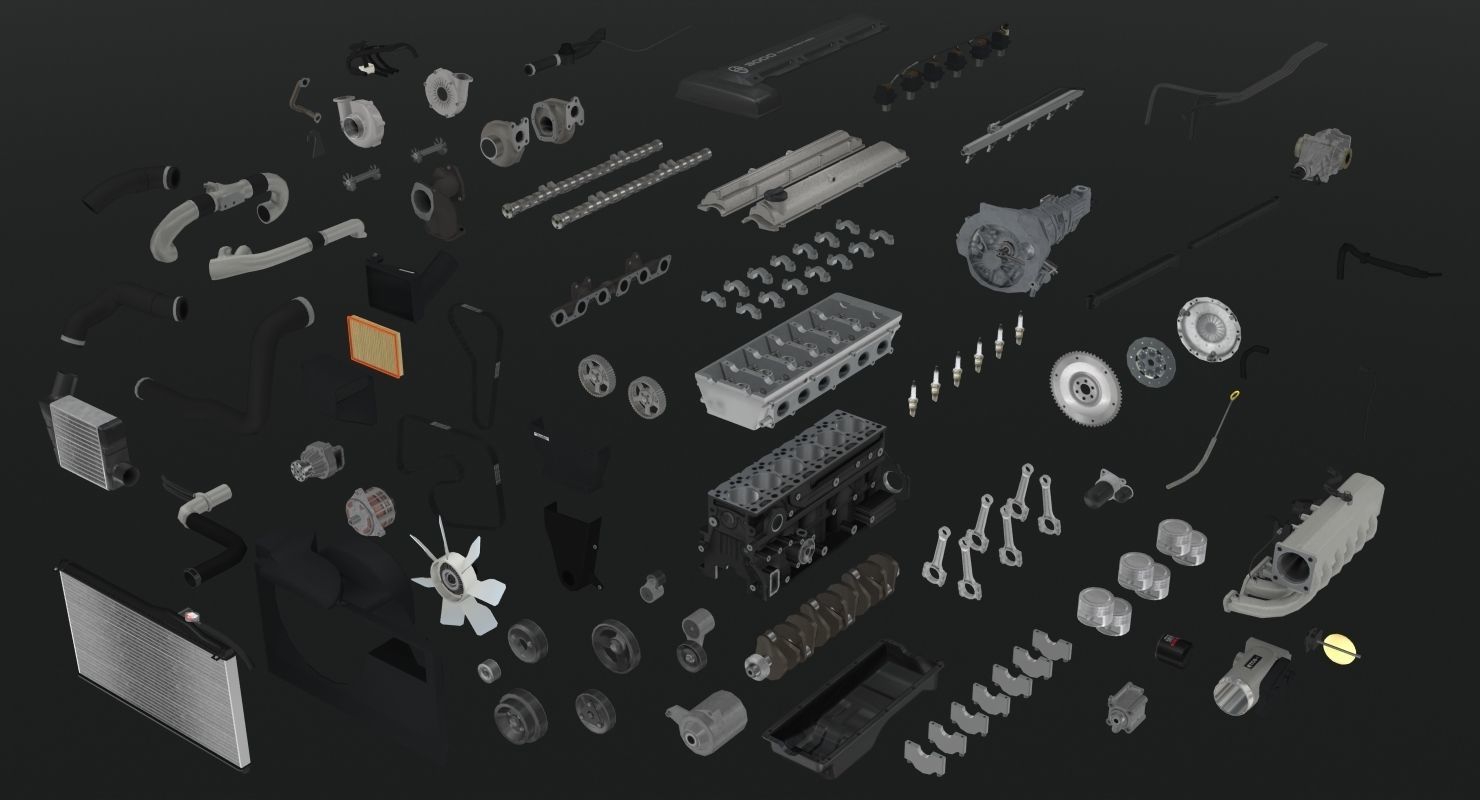 Toyota 2JZ GTE engine Low-poly 3D model_31