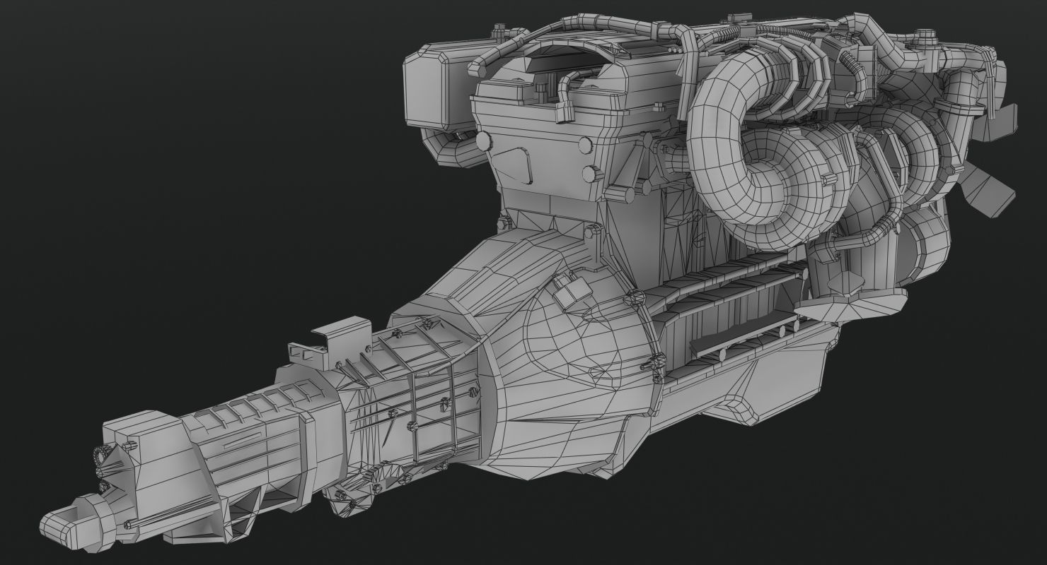 Toyota 2JZ GTE engine Low-poly 3D model_9