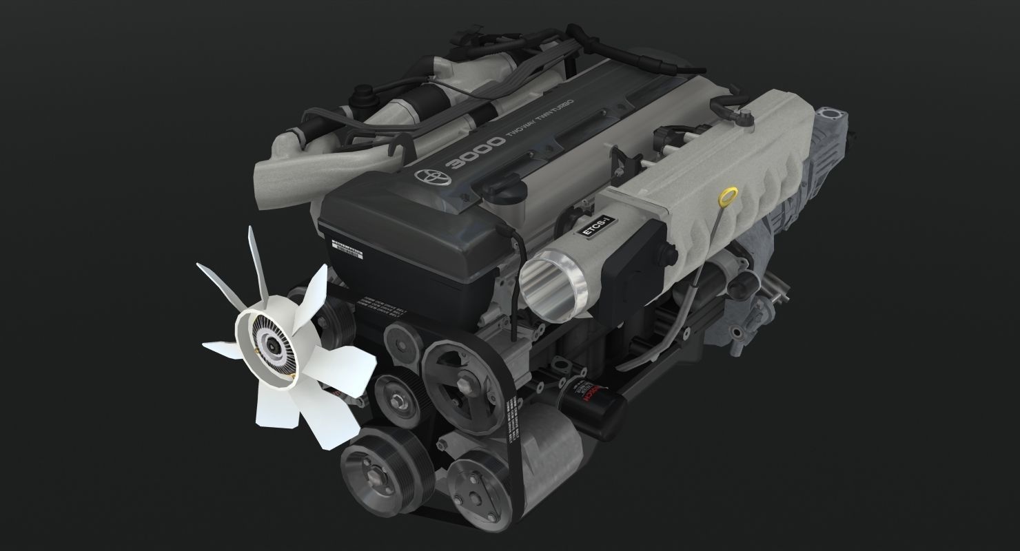 Toyota 2JZ GTE engine Low-poly 3D model_1