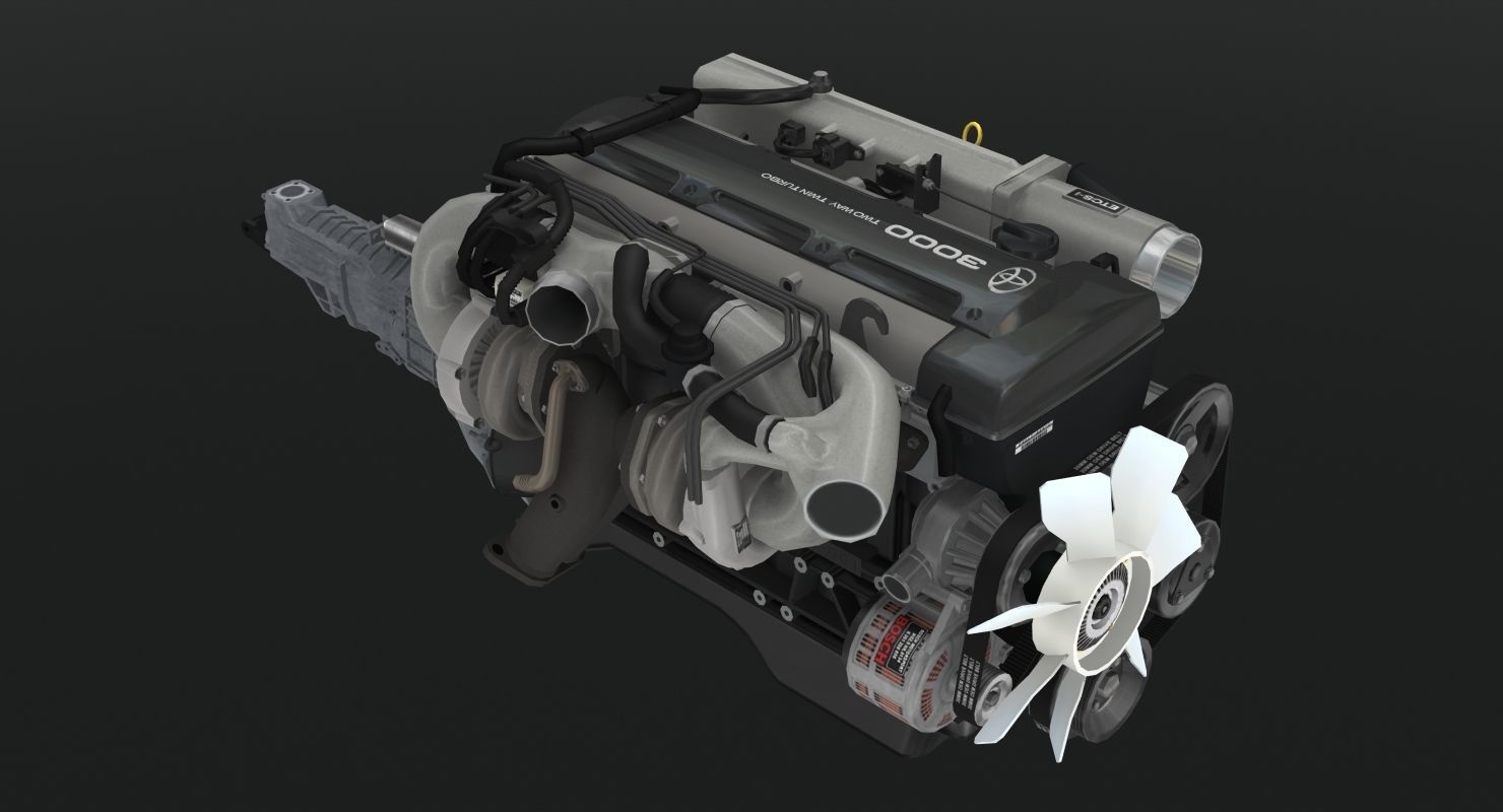 Toyota 2JZ GTE engine Low-poly 3D model_4