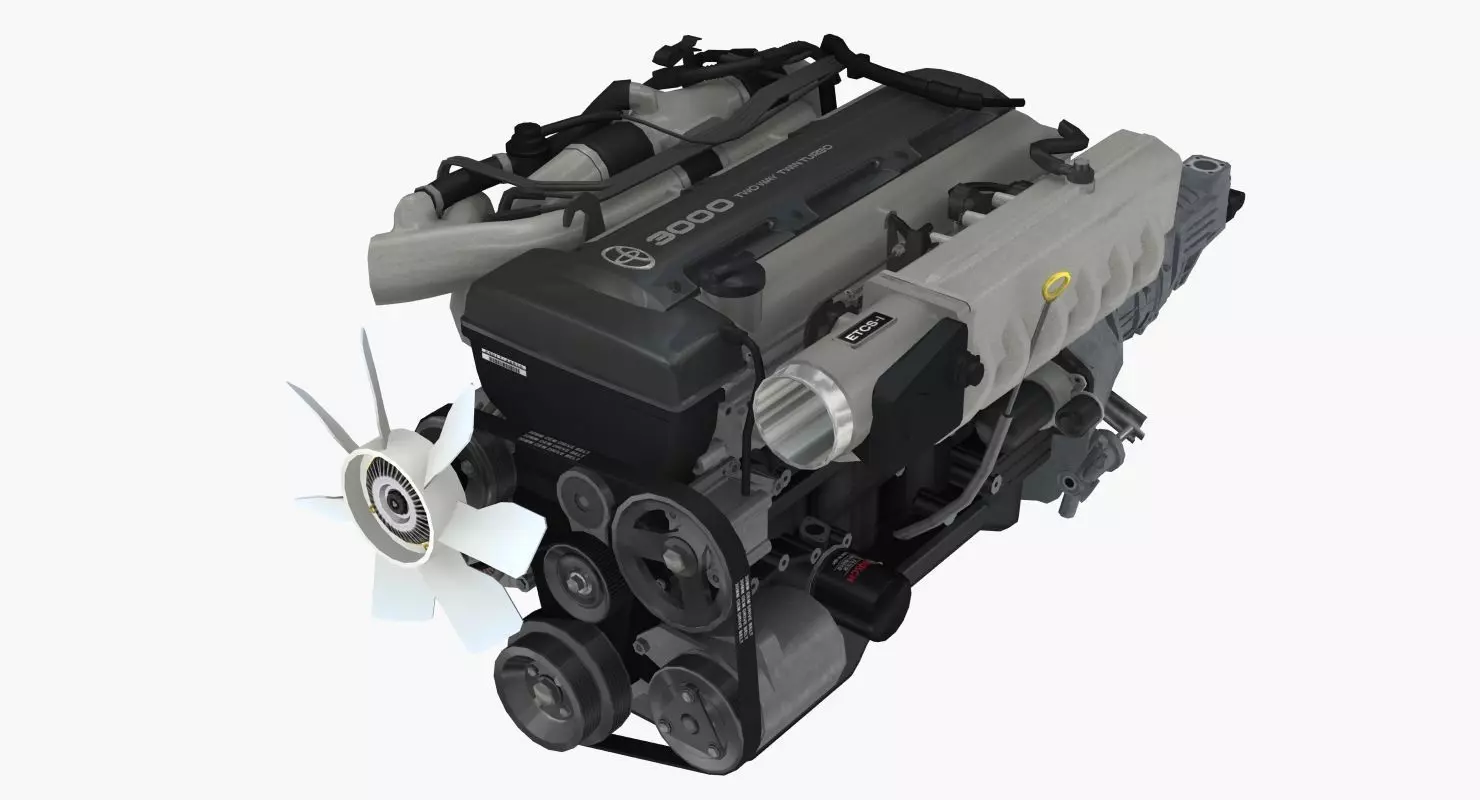Toyota 2JZ GTE engine Low-poly 3D model_0