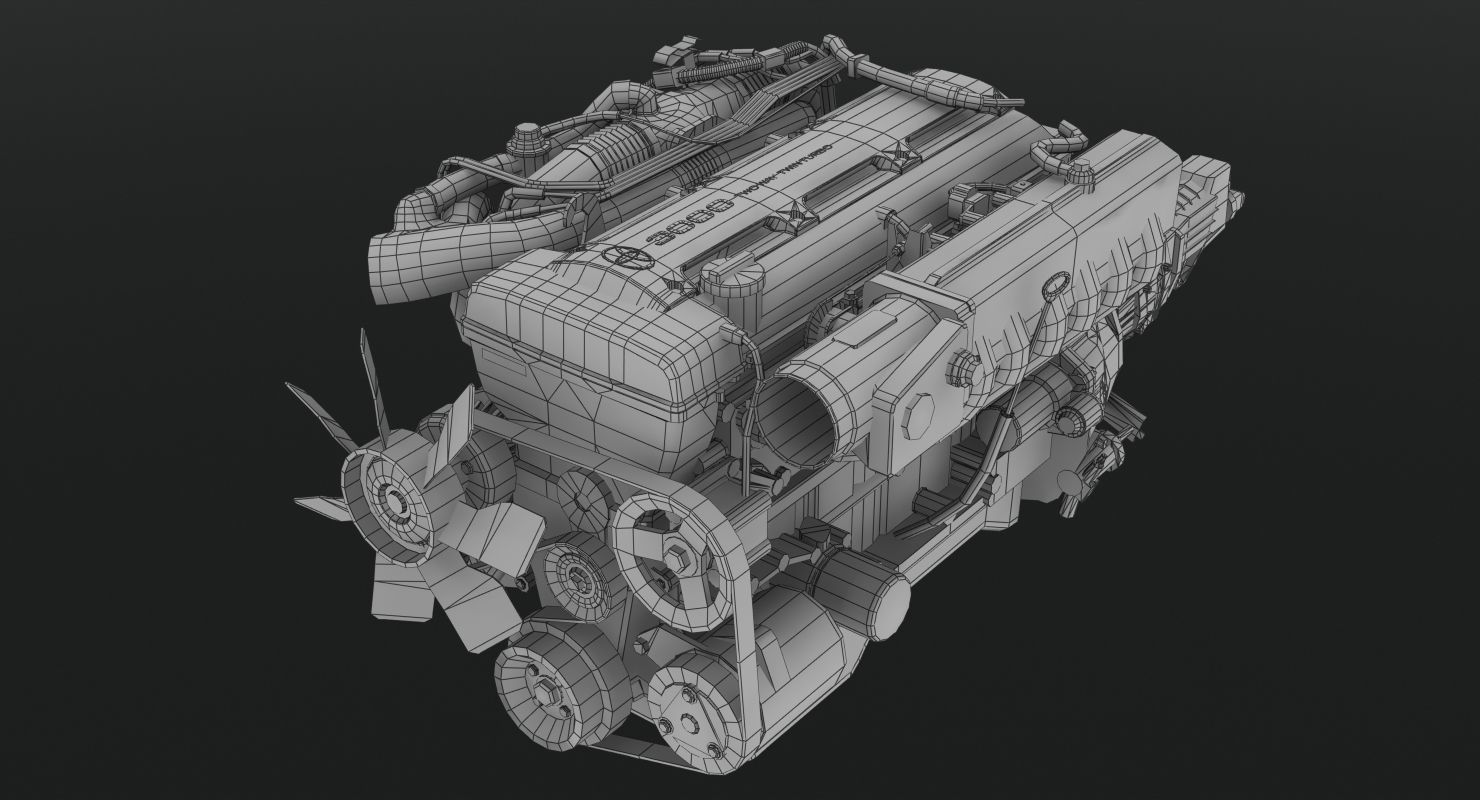 Toyota 2JZ GTE engine Low-poly 3D model_3