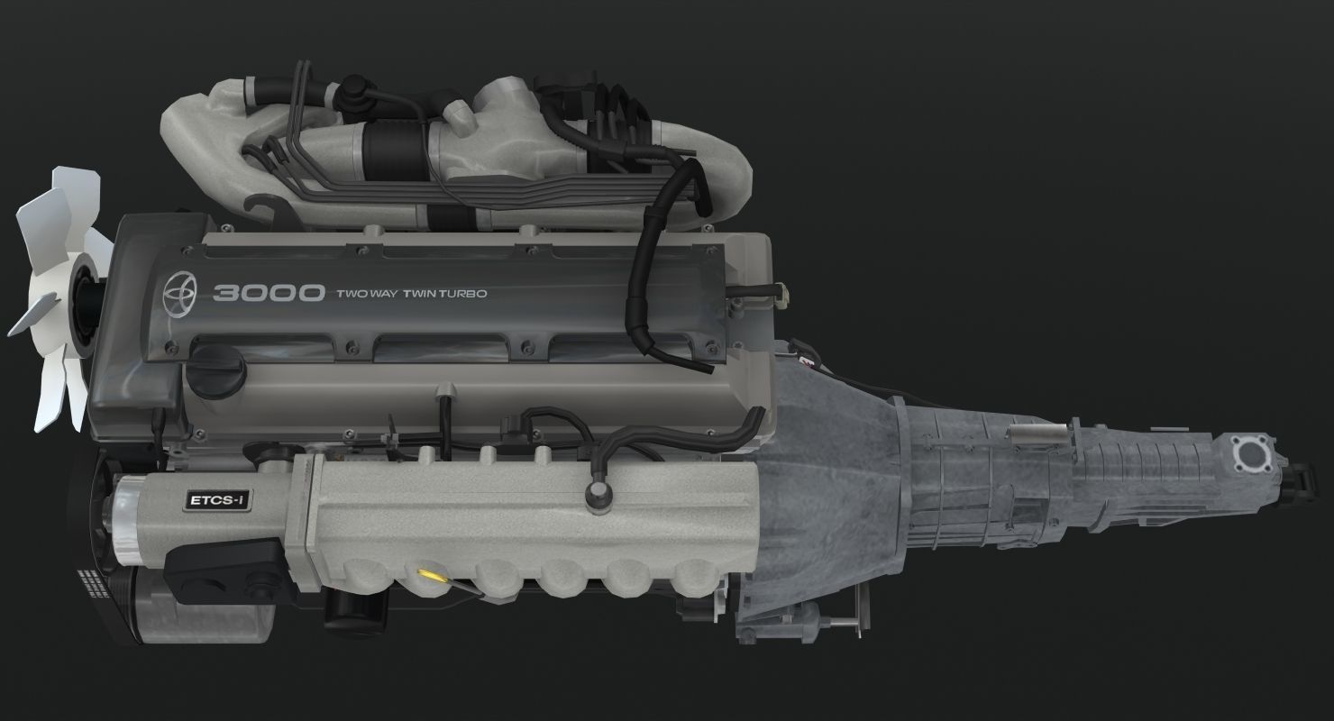 Toyota 2JZ GTE engine Low-poly 3D model_10