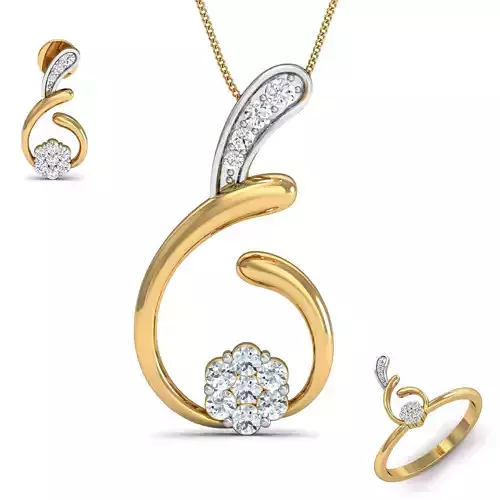 Women ring earrings pendant 3dm stl render detail 3D print model