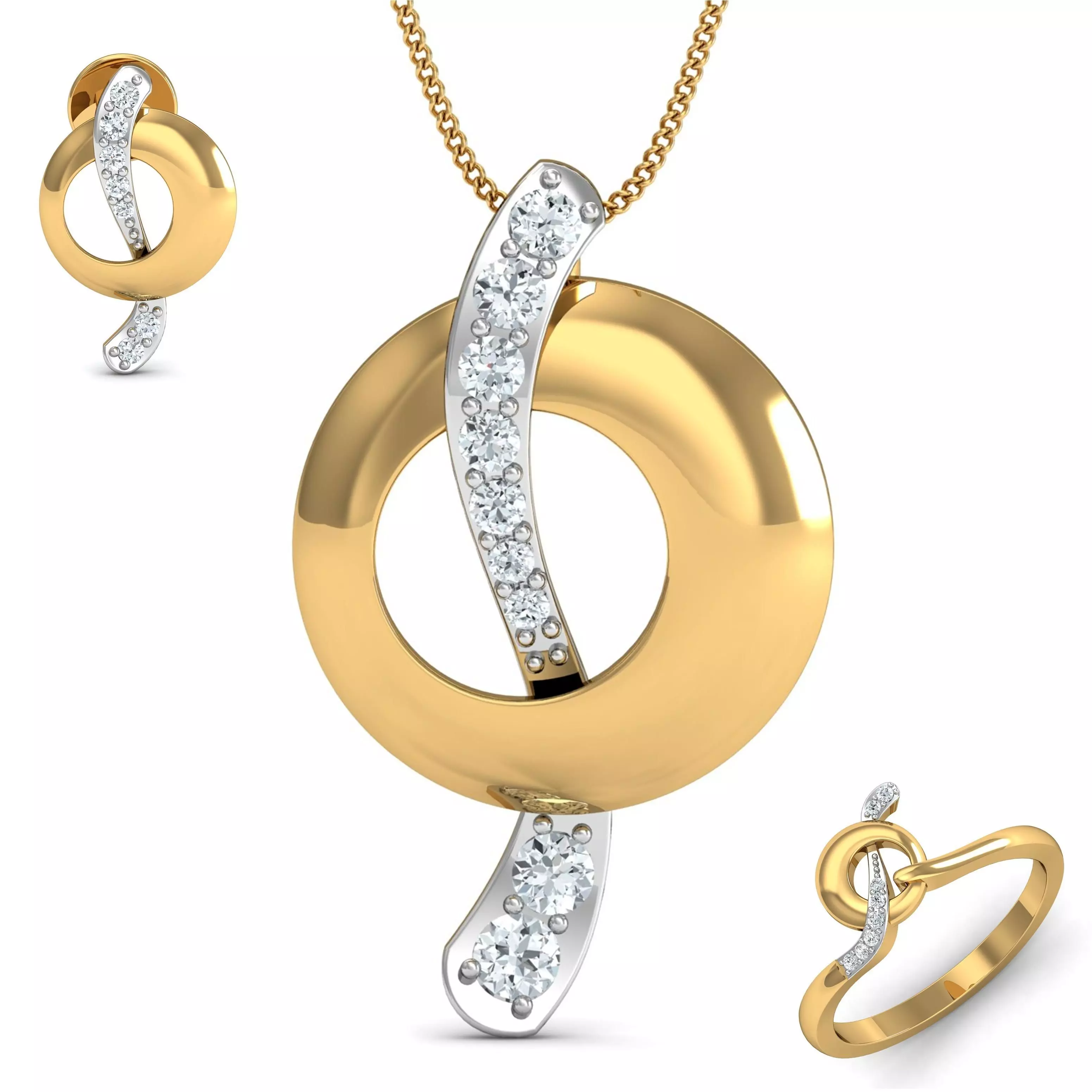 Women ring earrings pendant 3dm stl render detail 3D print model 3D print model_0