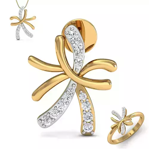 Women ring earrings pendant 3dm stl render detail 3D print model