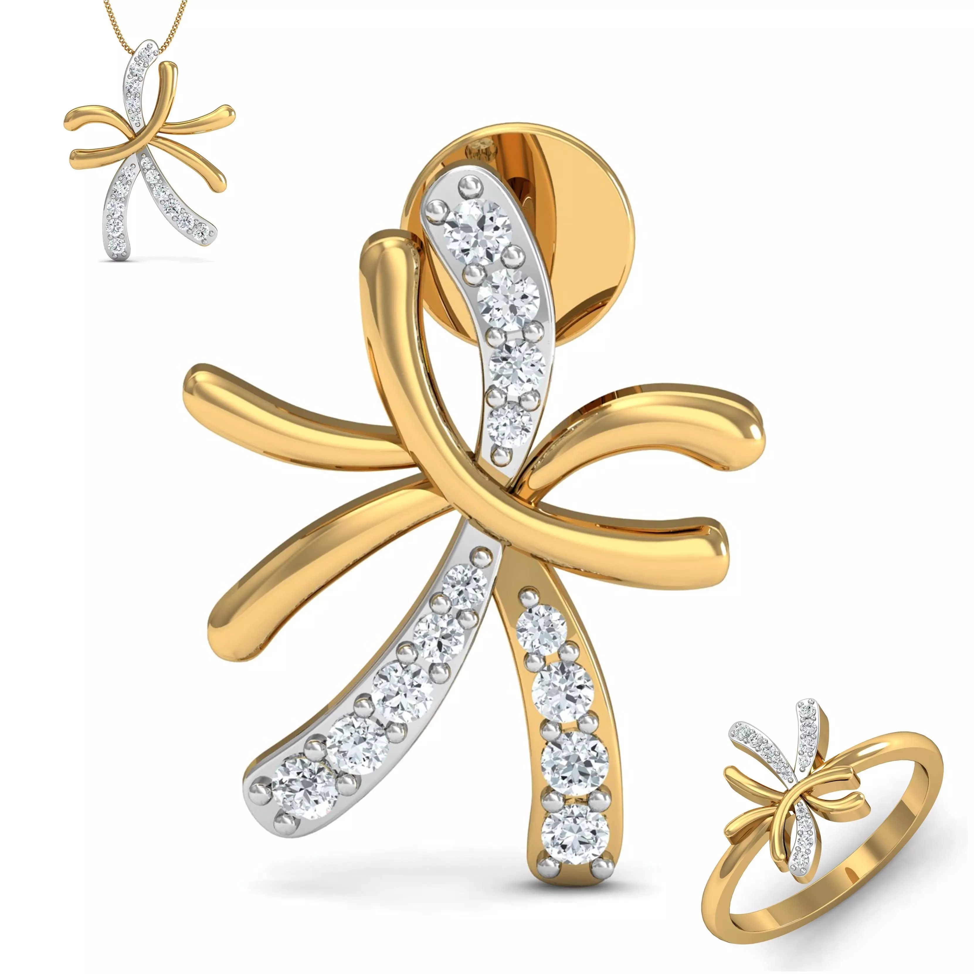 Women ring earrings pendant 3dm stl render detail 3D print model 3D print model_0