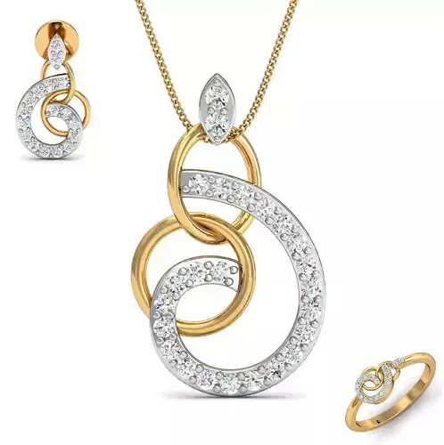 Women ring earrings pendant 3dm stl render detail 3D print model