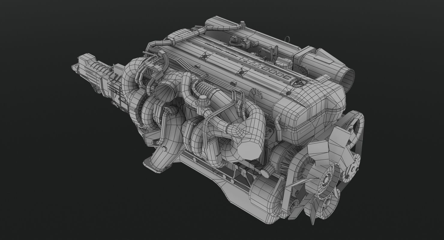 Toyota 2JZ GTE VVTi engine Low-poly 3D model_6