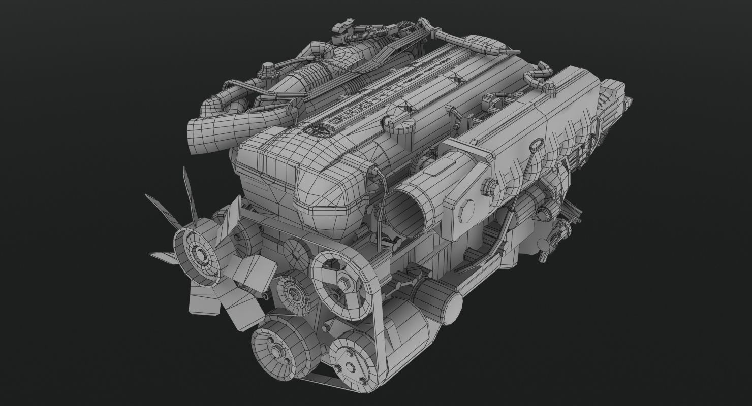 Toyota 2JZ GTE VVTi engine Low-poly 3D model_3