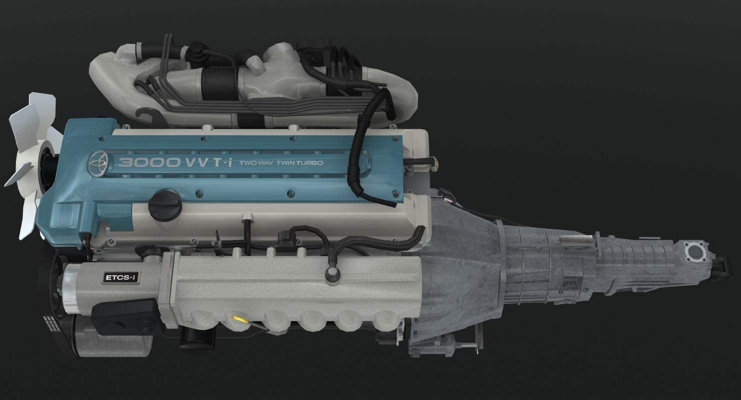 Toyota 2JZ GTE VVTi engine Low-poly 3D model_10