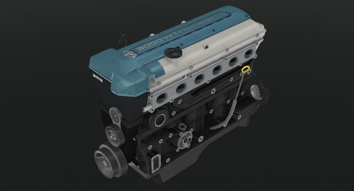 Toyota 2JZ GTE VVTi engine Low-poly 3D model_23