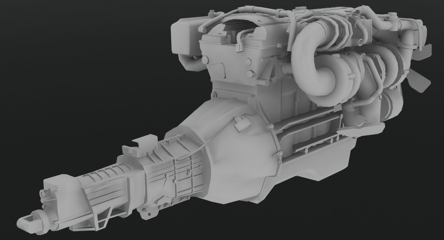 Toyota 2JZ GTE VVTi engine Low-poly 3D model_8
