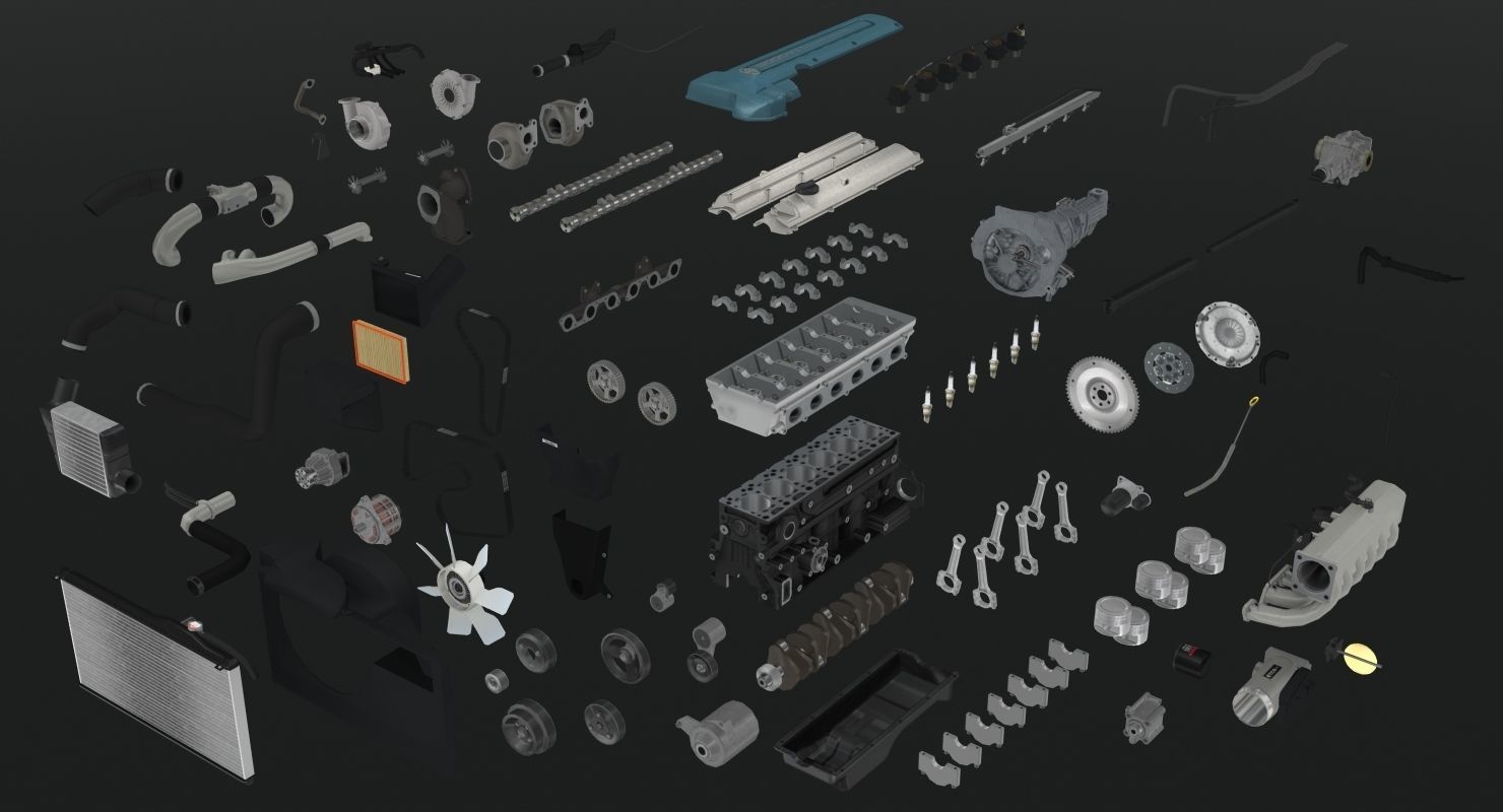 Toyota 2JZ GTE VVTi engine Low-poly 3D model_31