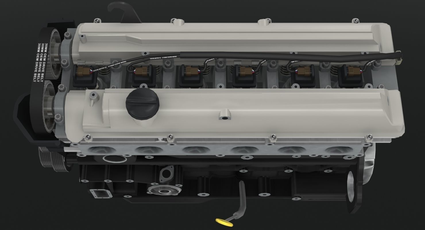 Toyota 2JZ GTE VVTi engine Low-poly 3D model_25