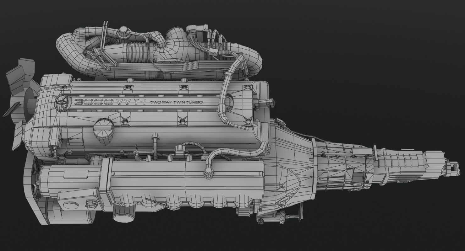 Toyota 2JZ GTE VVTi engine Low-poly 3D model_12