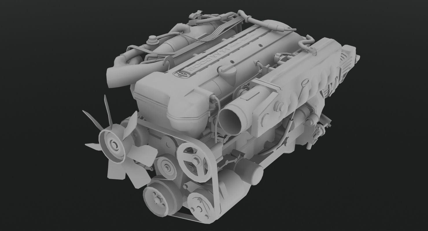 Toyota 2JZ GTE VVTi engine Low-poly 3D model_2