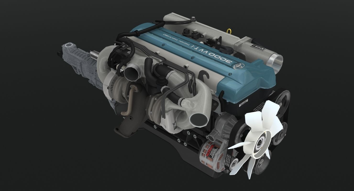 Toyota 2JZ GTE VVTi engine Low-poly 3D model_4