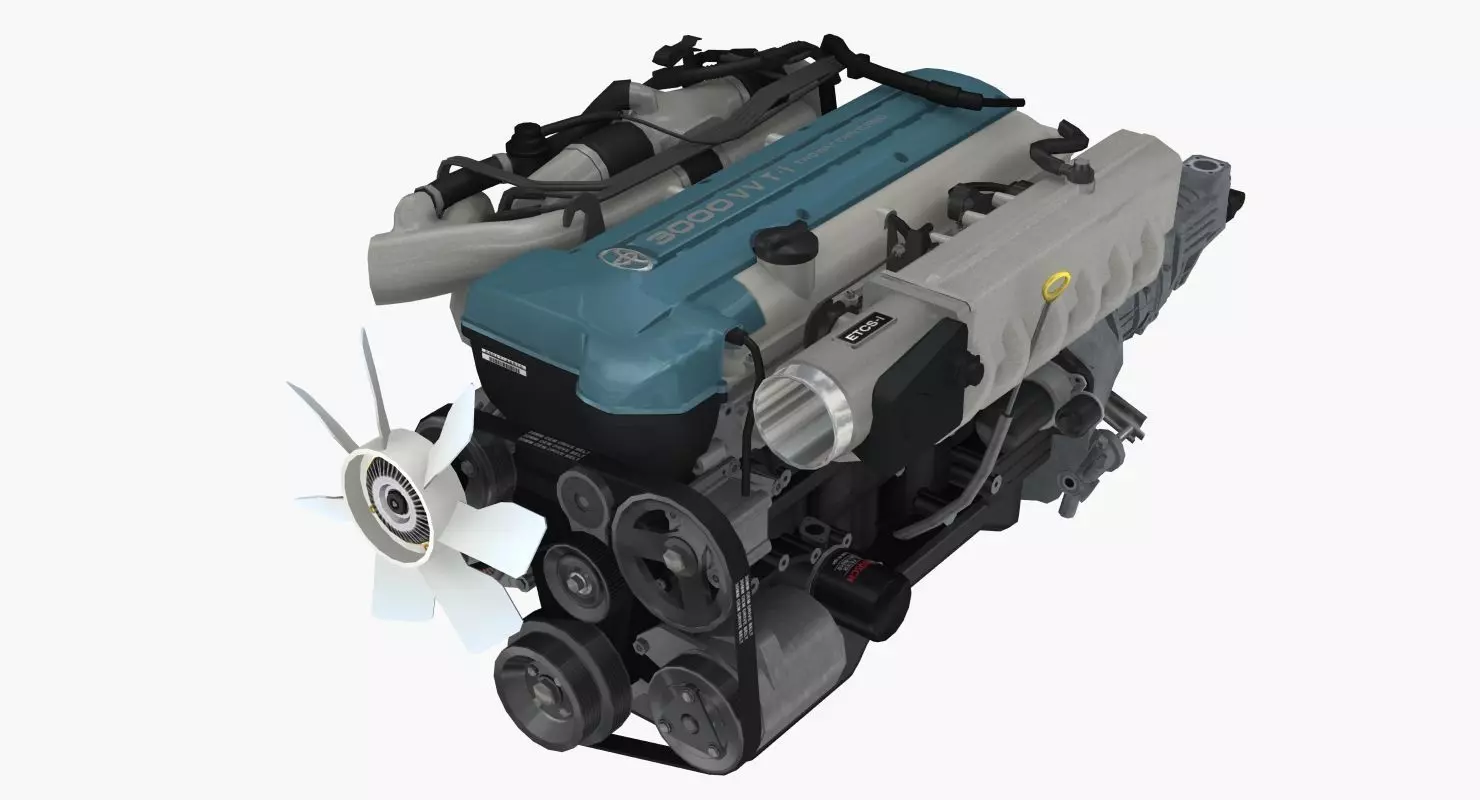 Toyota 2JZ GTE VVTi engine Low-poly 3D model_0