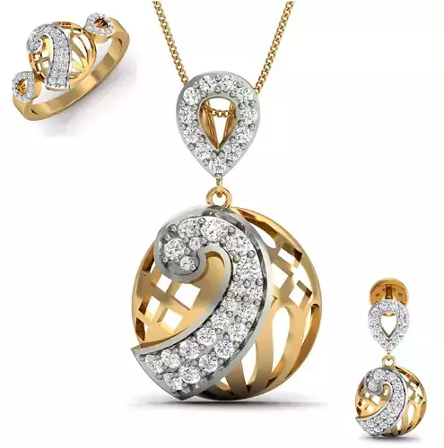 Women ring earrings pendant 3dm stl render detail 3D print model