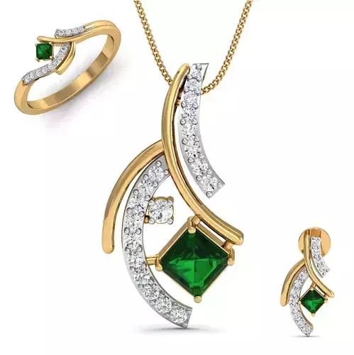 Women ring earrings pendant 3dm stl render detail 3D print model