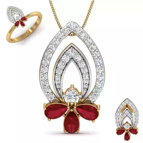 Women ring earrings pendant 3dm stl render detail 3D print model