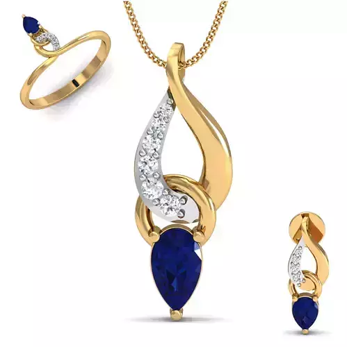 Women ring earrings pendant 3dm stl render detail 3D print model