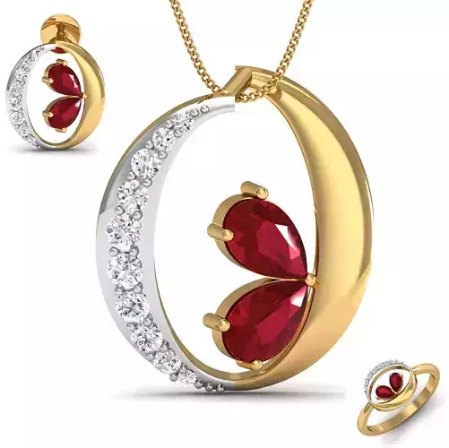 Women ring earrings pendant 3dm stl render detail 3D print model