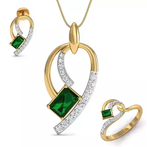 Women ring earrings pendant 3dm stl render detail 3D print model