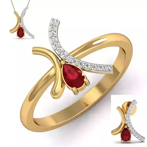 Women ring earrings pendant 3dm stl render detail 3D print model