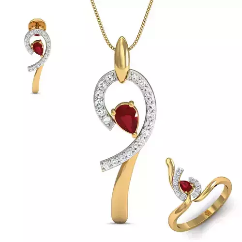 Women ring earrings pendant 3dm stl render detail 3D print model