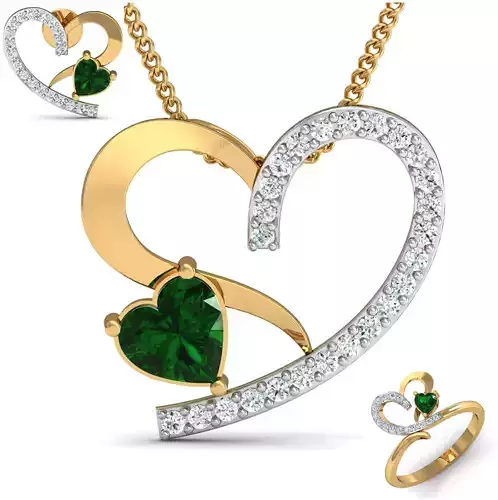 Women ring earrings pendant 3dm stl render detail 3D print model 3D print model