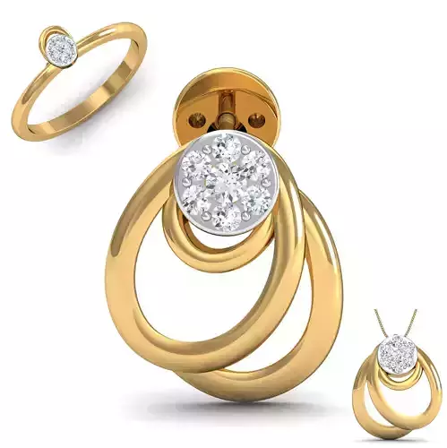 Women ring earrings pendant 3dm stl render detail 3D print model